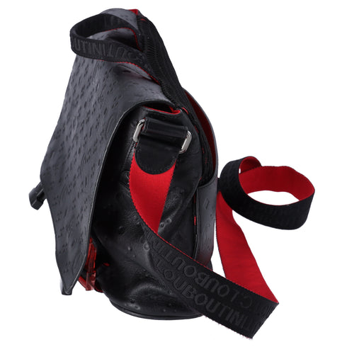 Christian Louboutin Rubyclick Messenger Shoulder Bag Black Red Leather